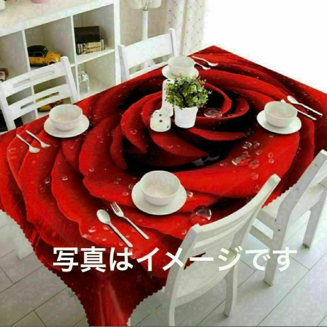 T⑥テーブルクロス おしゃれ 長方形 バラ 薔薇 赤 テーブルカバー 花