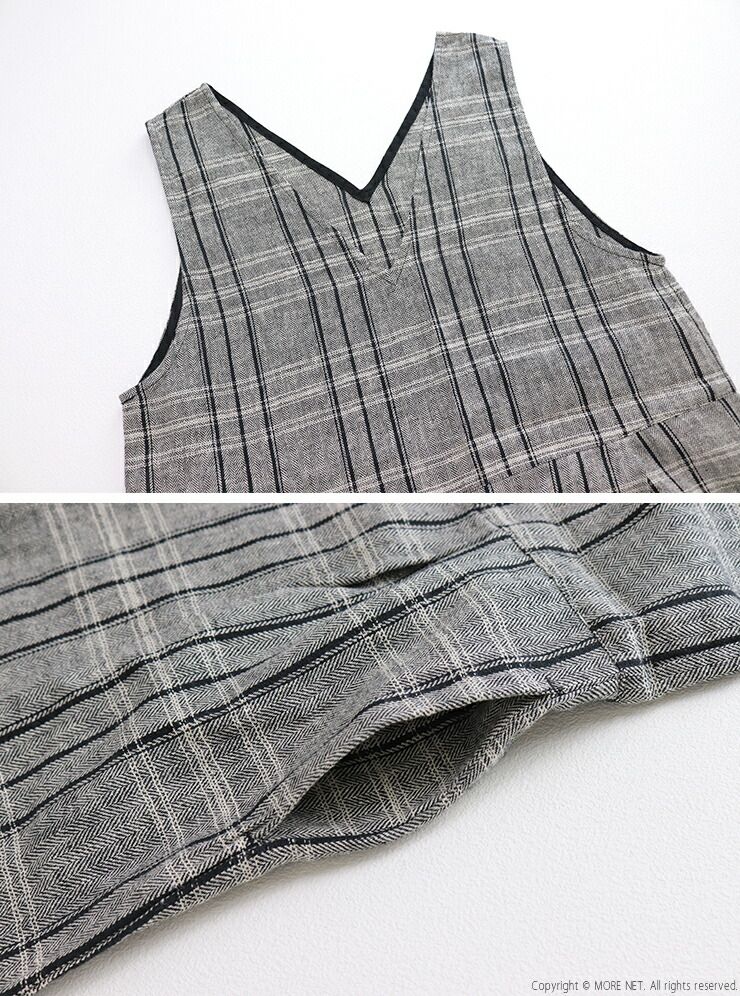 ブルーウィロー blue willow コットンリネンへリンボンチェックサロペット 01EWP14534 パンツ ワイド ストレート ロング レディース 裾直し対象外 ブルーウィロー blue willow コットンリネンへリンボンチェック