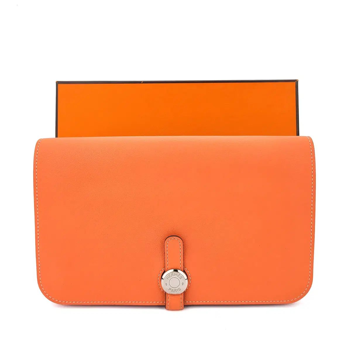 エルメス ドゴン デュオ 長財布 オレンジ コーラル