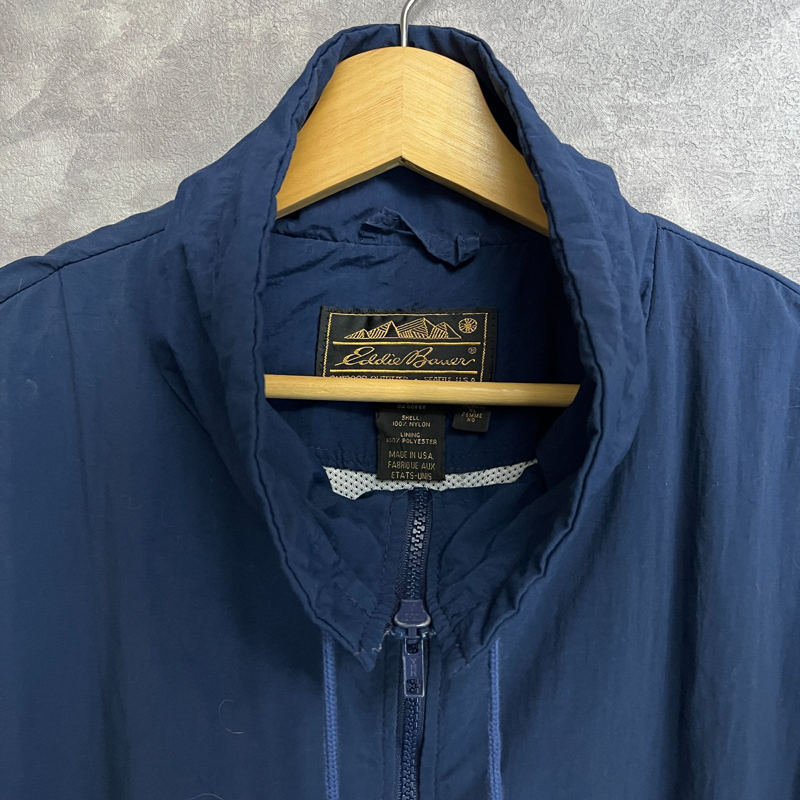 80s〜90s USA製 Eddie Bauer ナイロンジップアップジャケット ネイビー