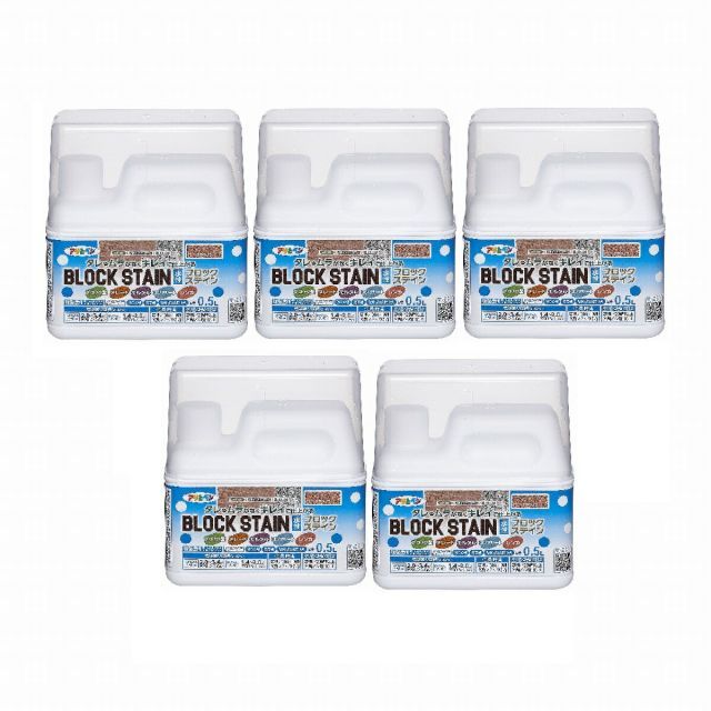 アサヒペン 水性ブロックステイン 0．5L テラコッタ 5缶セット