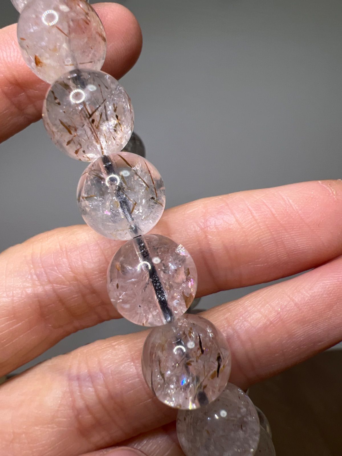 天然石 透明感 虹入り ブラックスーパーセブン ブレスレット11㍉17