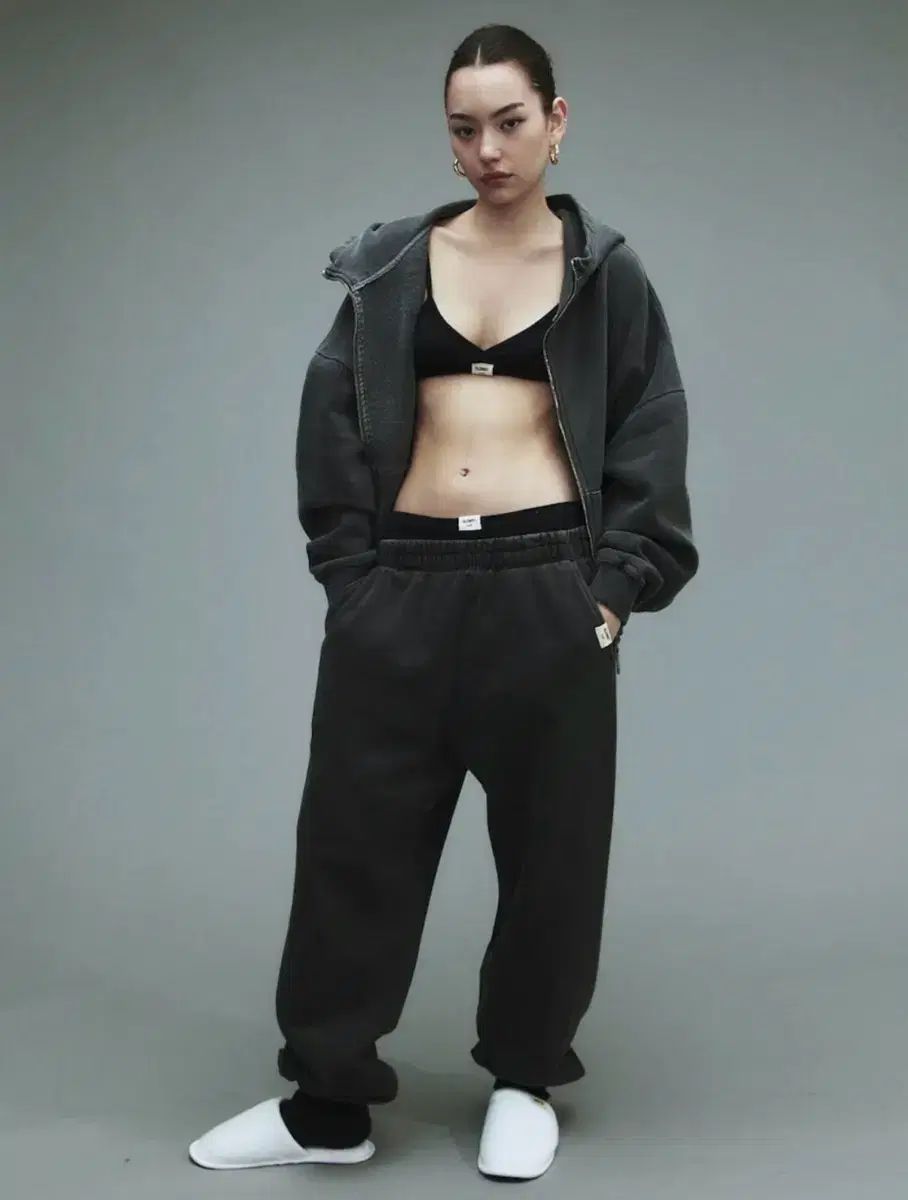 GLOWNY GClassic ウォッシュド スウェットパンツ チャコール スウェット ホームウェア トレーニングウェア パンツ セットアップ スキムスチャ