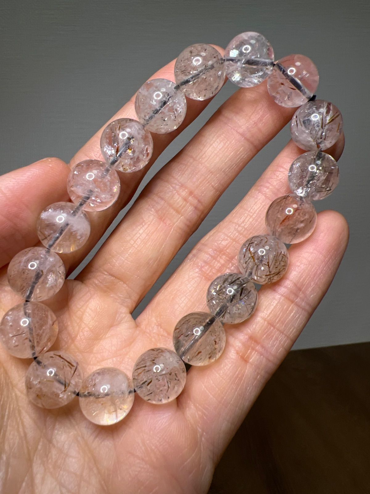 天然石ブレスレット⑪　凄く綺麗✨ 天然石 透明感 虹入り ブラックスーパーセブン ブレスレット11㍉17