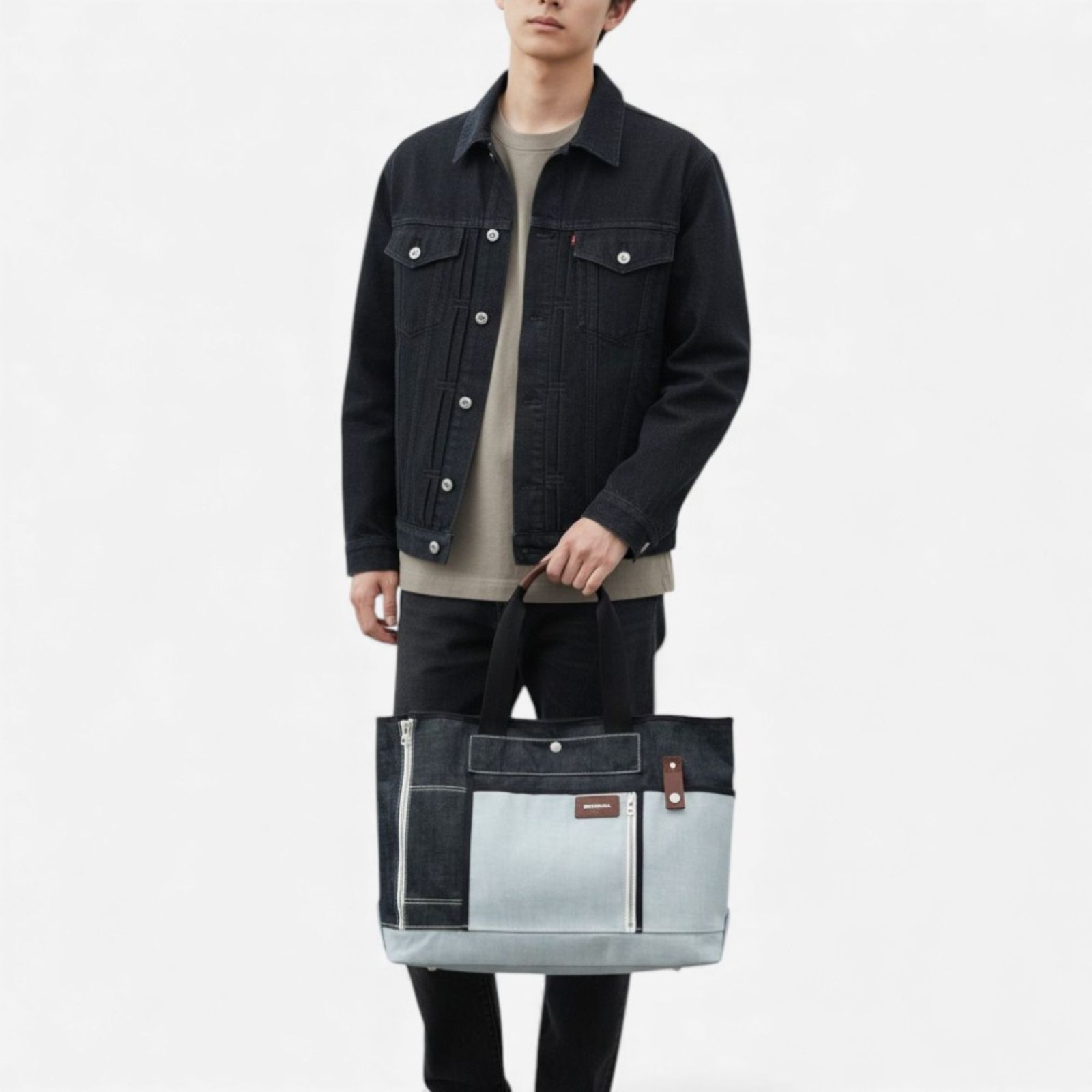 Y2K・希少】DIESEL ディーゼル デニム×レザー トートバッグ 大容量