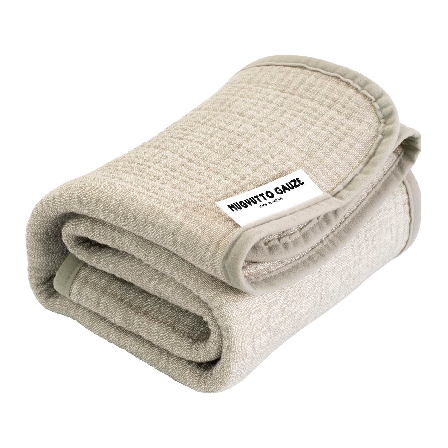 oruta ブランケットひざ掛け むぎゅっと 国産 ガーゼケット クォーターサイズ オールシーズン ベビー 厚手 洗える ふわふわ 綿100 ベージュ