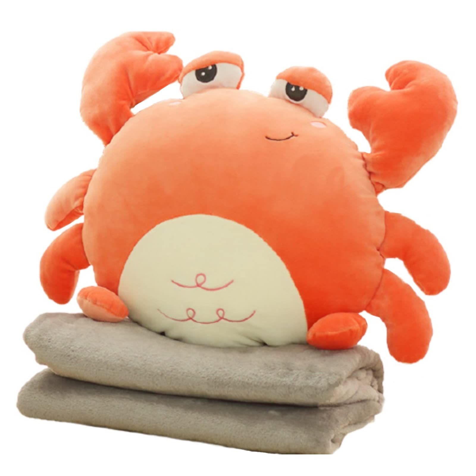 APOSITV かに ぬいぐるみ ブランケット ひざ掛け クッション 大きめ 収納 柔らかい かわいい