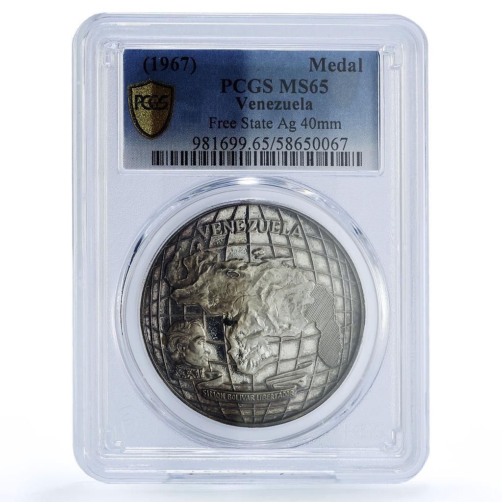 ベネズエラ シモン・ボリバル独立国 MS 65 PCGS 銀メダル 1967 - メルカリ