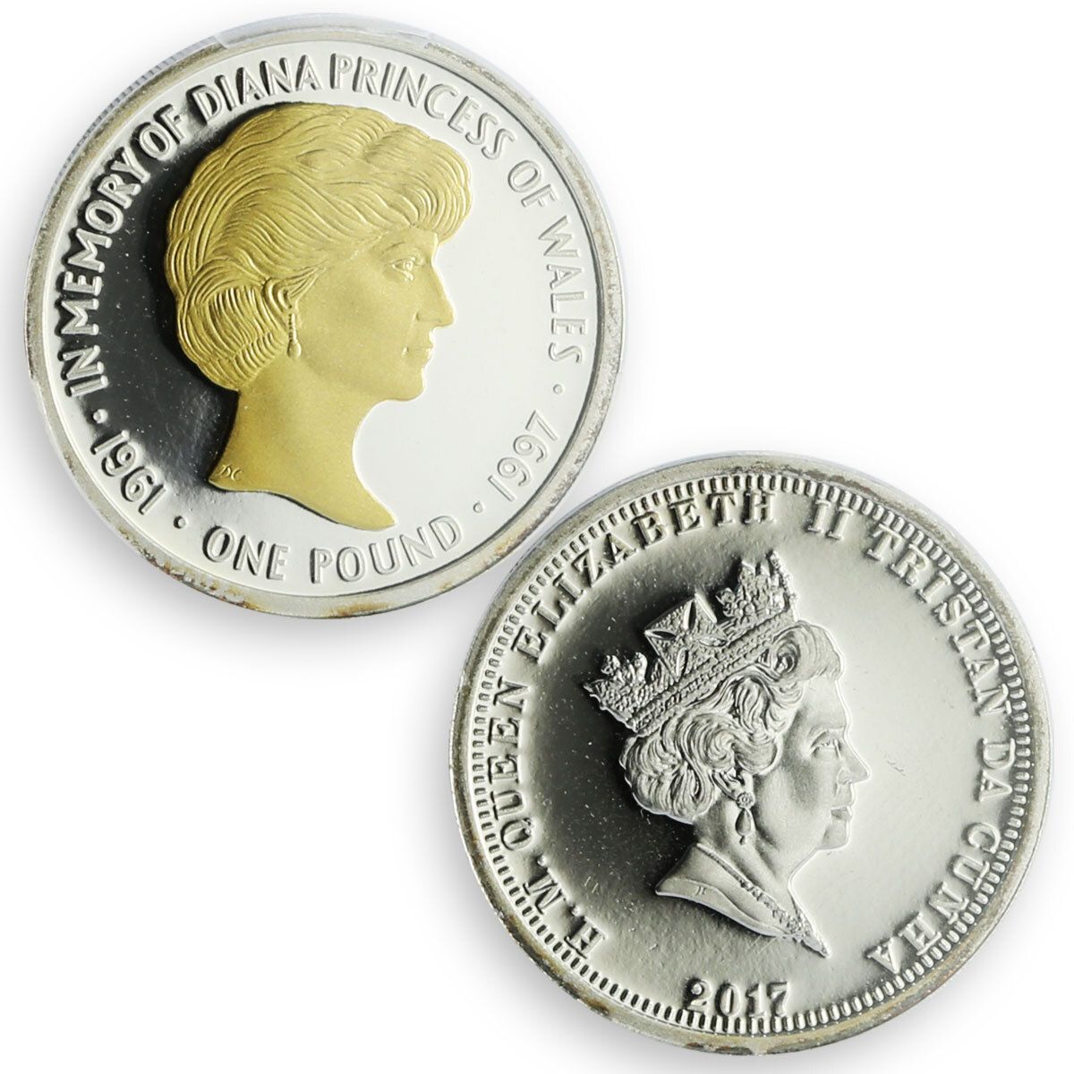 トリスタン・ダ・クーニャ 1ポンド ダイアナ妃死去記念 ギルト PR67