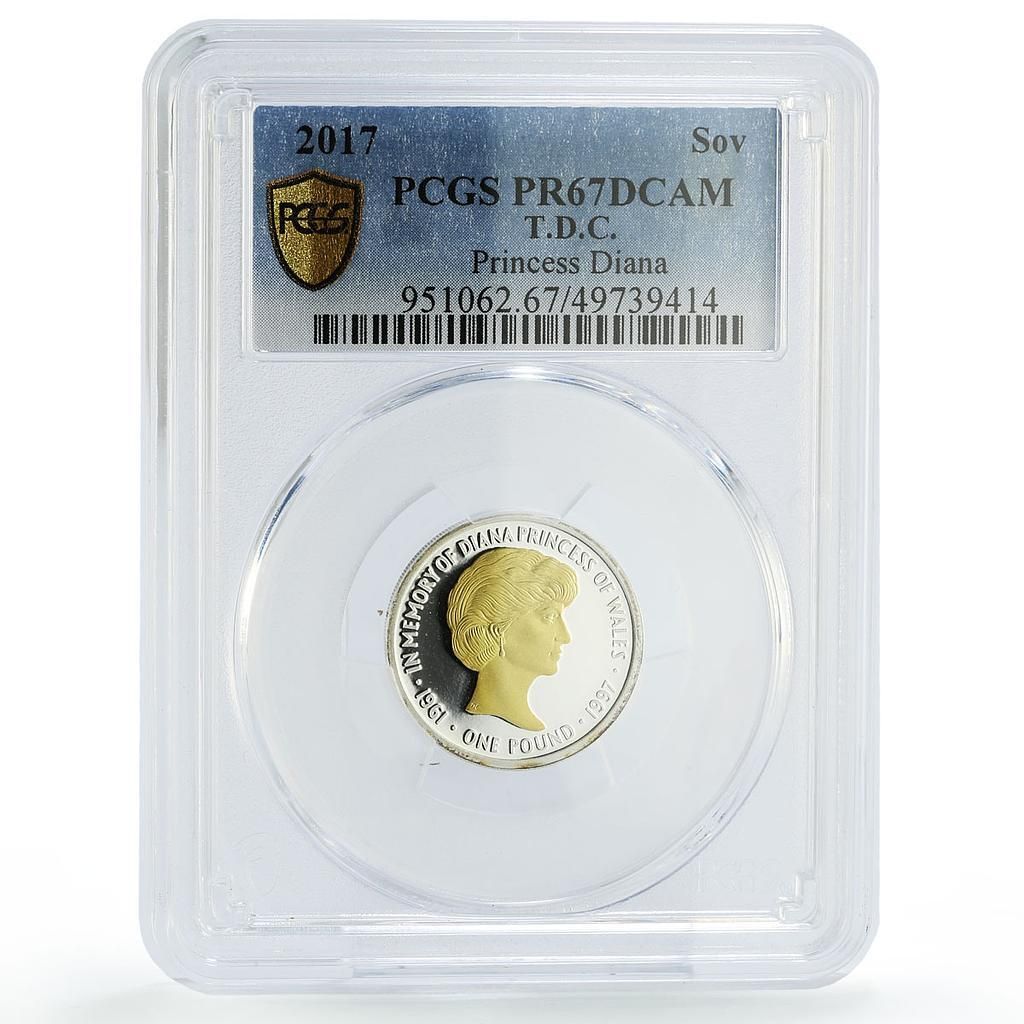 トリスタン・ダ・クーニャ 1ポンド ダイアナ妃死去記念 ギルト PR67