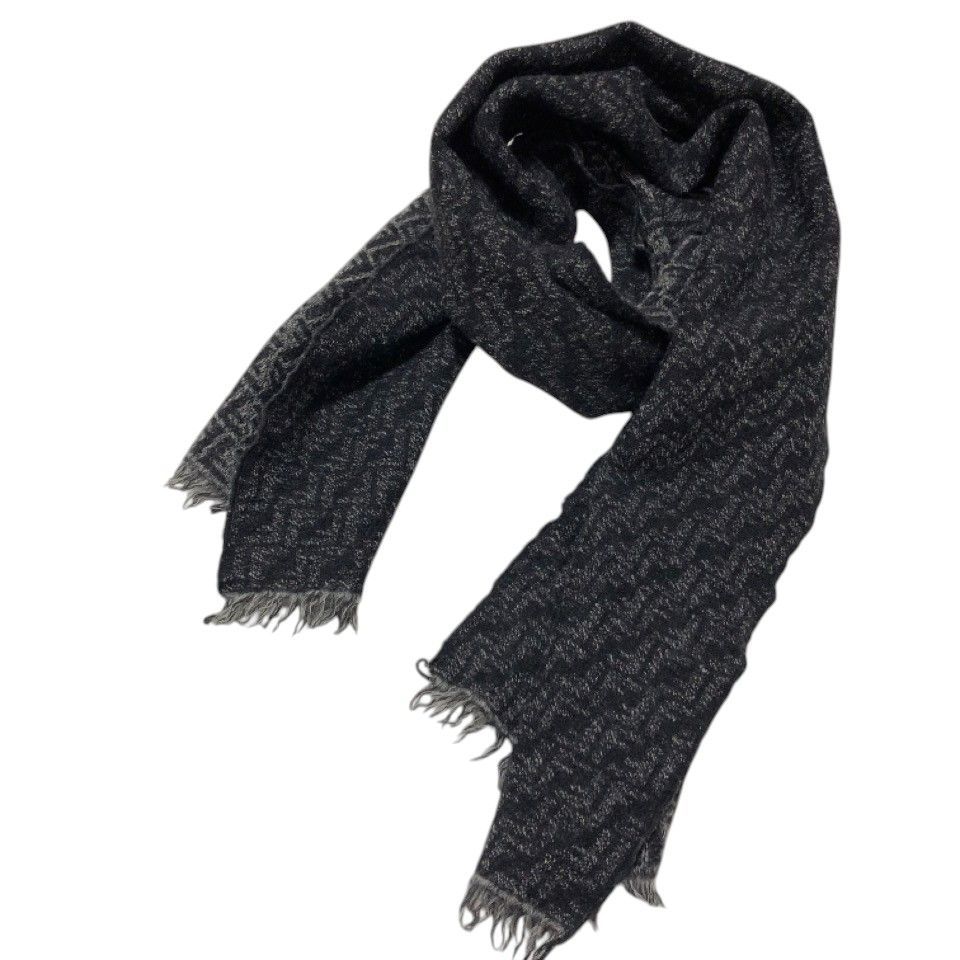 美品 FENDI フェンディ ズッカ ブラック マフラー FFロゴ 羊毛