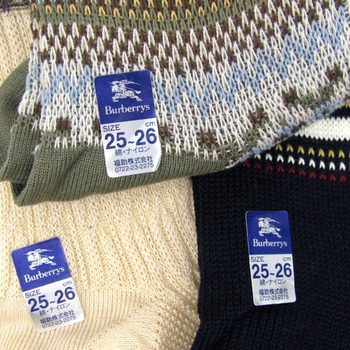 バーバリーズ 靴下 3点セット 未使用 6足入り 25-26cm ソックス ギフト