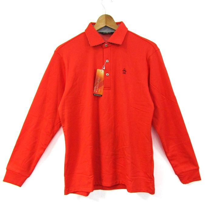 マンシングウェア ポロシャツ トップス 長袖 ゴルフウエア メンズ Lサイズ オレンジ Munsing wear