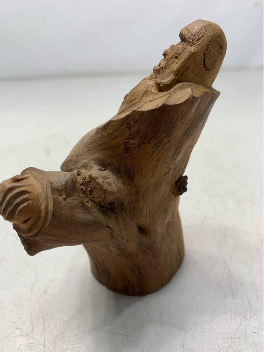 貴重 根彫 布袋様 七福神 人物像 木彫り 骨董 流木アート 仏教美術