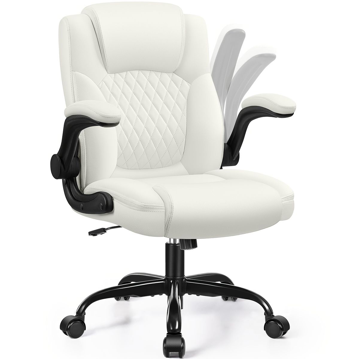 腰サポート＆ロッキング機能 オフィスチェア デスクチェア 360回転 高さ調節 ミッドバック 耐荷重125 kg 省スペース 静音キャスター 手動リクライニング ワークチェア パソコンチェア 事務椅子 黒 グレー 白 茶 ホワイト