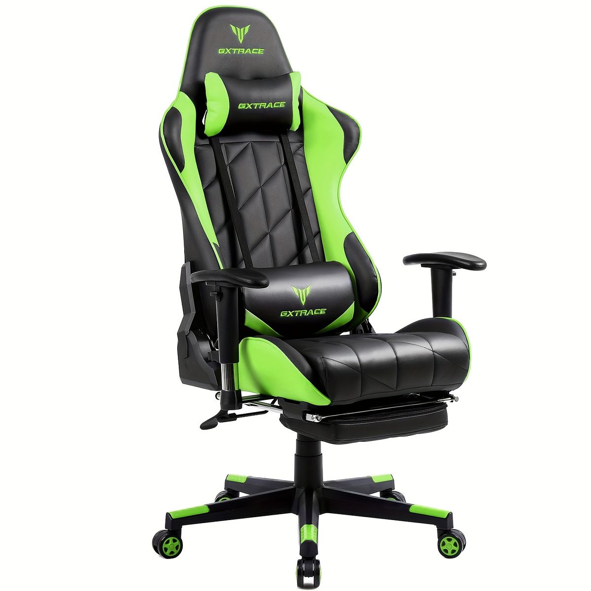 165リクライニング エルゴノミック ゲーミングチェア オットマン付 パソコンチェア リクライニング デスクチェア オフィスチェア アームレスト ヘッドレスト 高さ調整 疲れない ゲーム テレワーク 在宅勤務 グリーン