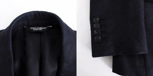 ドルチェ-ガッバーナ ドルガバ DOLCE-GABBANA MARTINI スーツ セットアップ ウール シルク混 テーラードジャケット スラックス パンツ 総裏 2 B フォーマル 44 約S 紺 ネイビー 1130 速乾素材 ビジネスジャケット 
