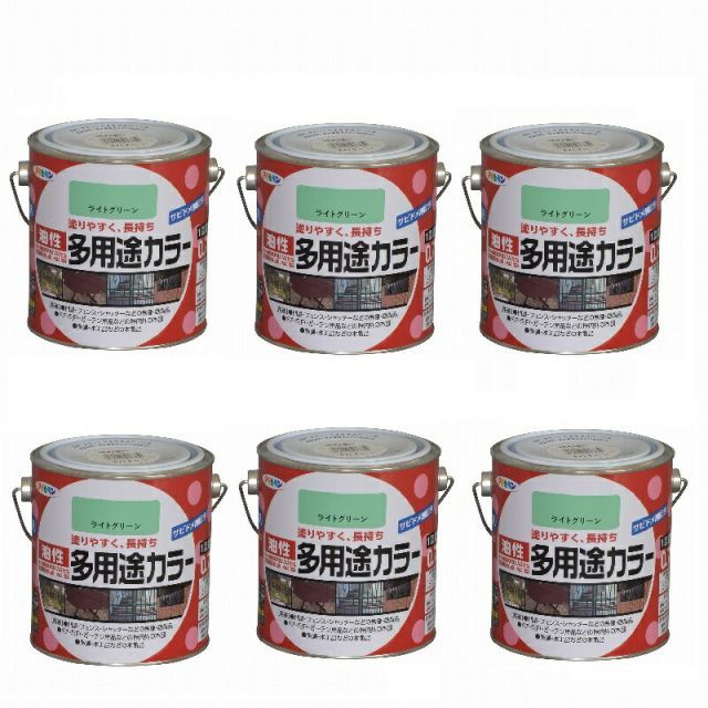 アサヒペン 油性多用途カラー ０．７Ｌ ライトグリーン 6缶セット