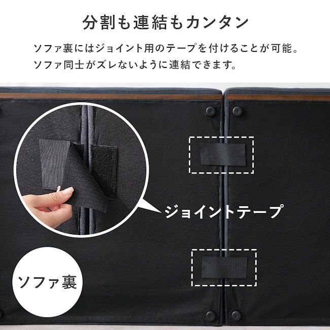 レイアウト自由 分割式3人掛けソファ幅180cm ローソファ クッション付