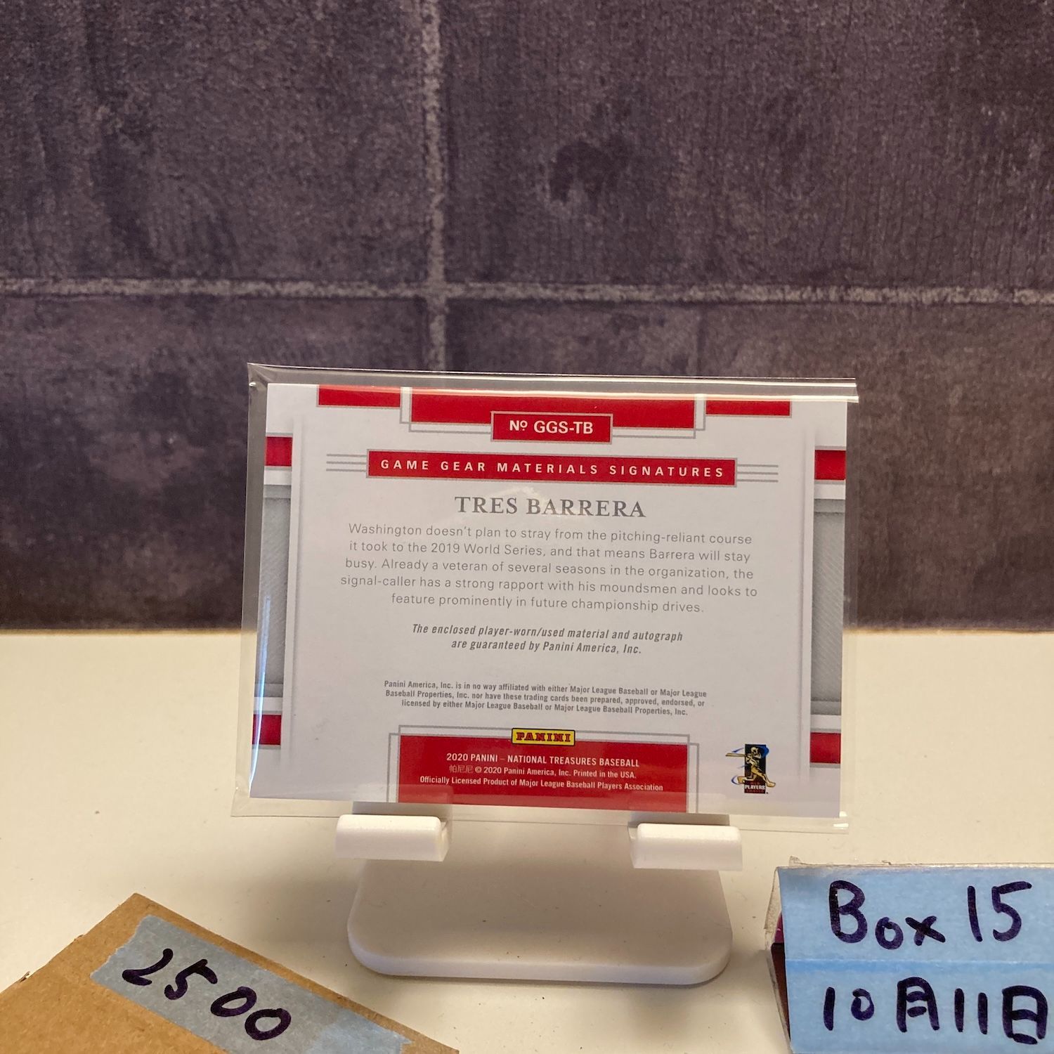 2020 Panini National Treasures Tres Barrera 72/99 直筆サインカード