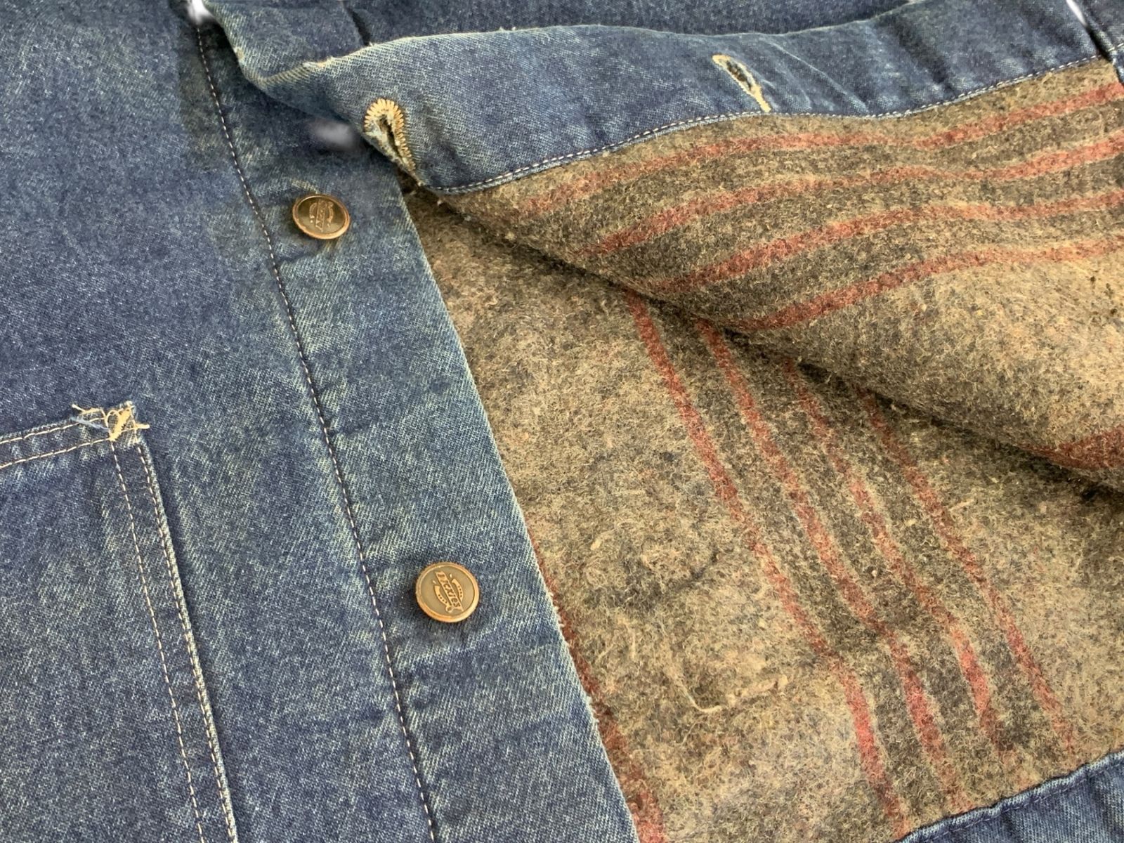 DICKIES (ディッキーズ) デニムカバーオール 裏ブランケット 襟