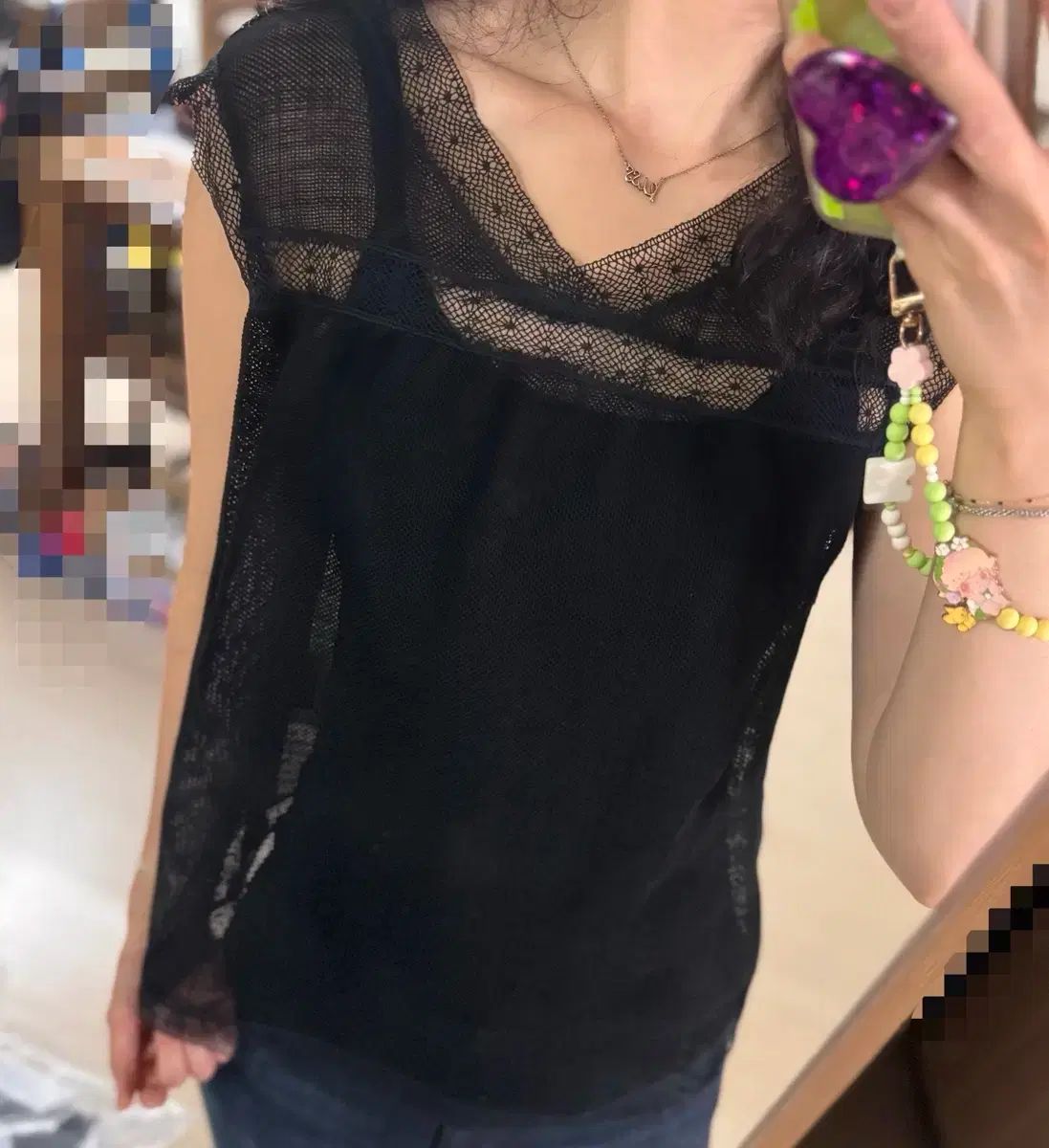 サンドロ ブラック レース ブラウス ベスト majou オブジェ sjsj