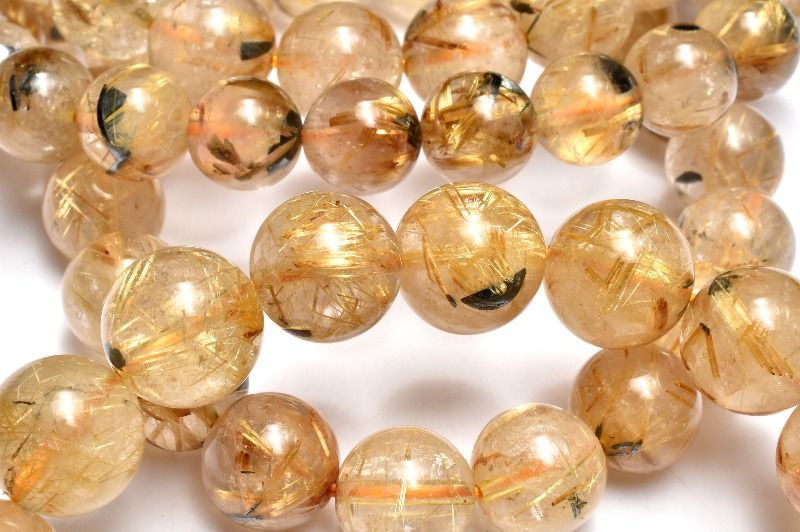 ギラギラな太陽放射ルチルクォーツのバングルブレスレット - 石の音 