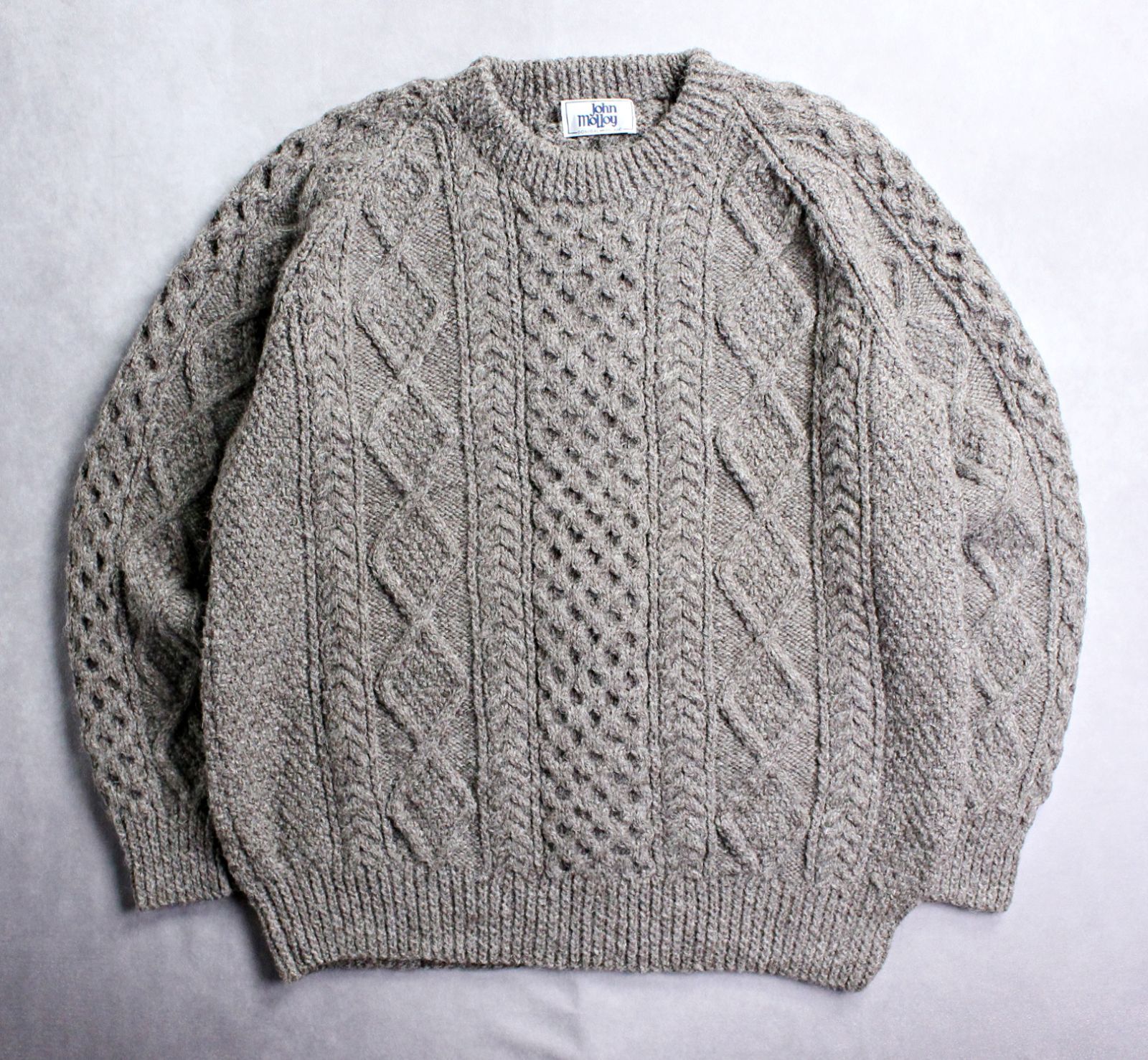 JOHN MOLLOY フィッシャーマン ケーブル アラン ニット セーター M JOHN MOLLOY】アイルランド製 ジョンモロイ 肉厚ケーブル編み アラン