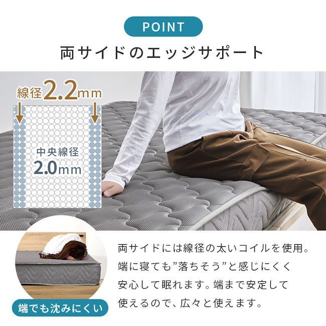 両面仕様 通気性の良い3Dメッシュ ポケットコイルマットレス