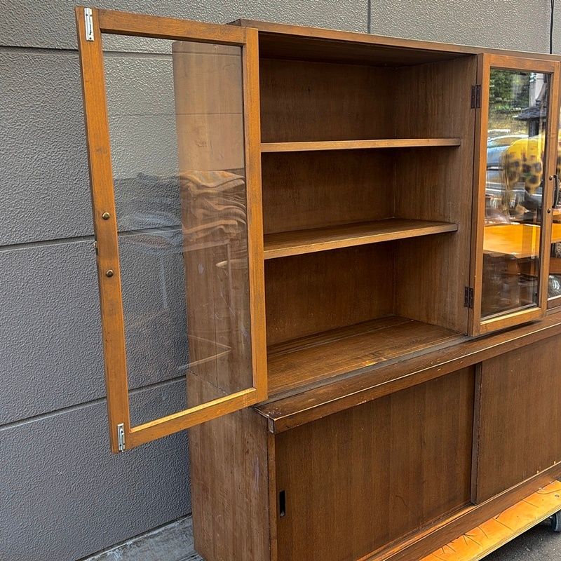 食器棚 飾り棚 キャビネット ブックシェルフ 本棚 ガラス扉 収納 木製