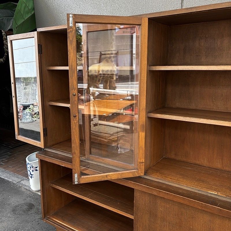 食器棚 飾り棚 キャビネット ブックシェルフ 本棚 ガラス扉 収納 木製