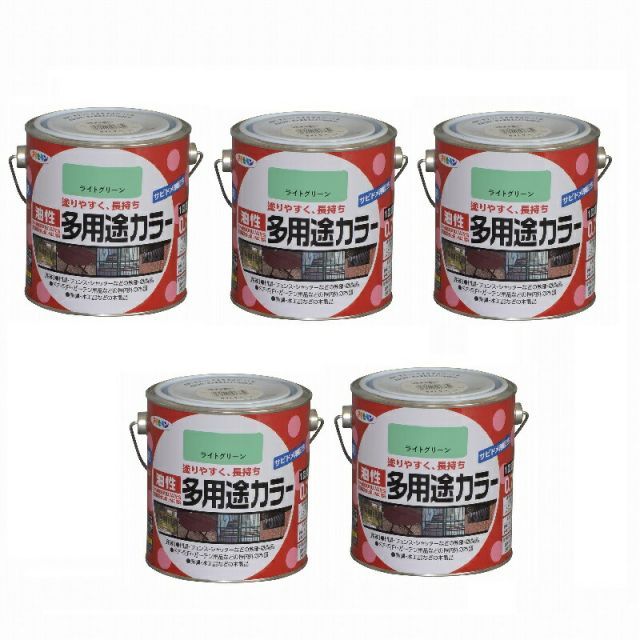 アサヒペン 油性多用途カラー ０．７Ｌ ライトグリーン 5缶セット