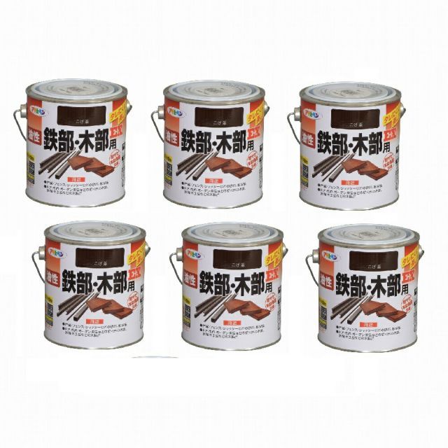 アサヒペン 油性鉄部・木部用ＥＸ０．７Ｌ こげ茶 6缶セット