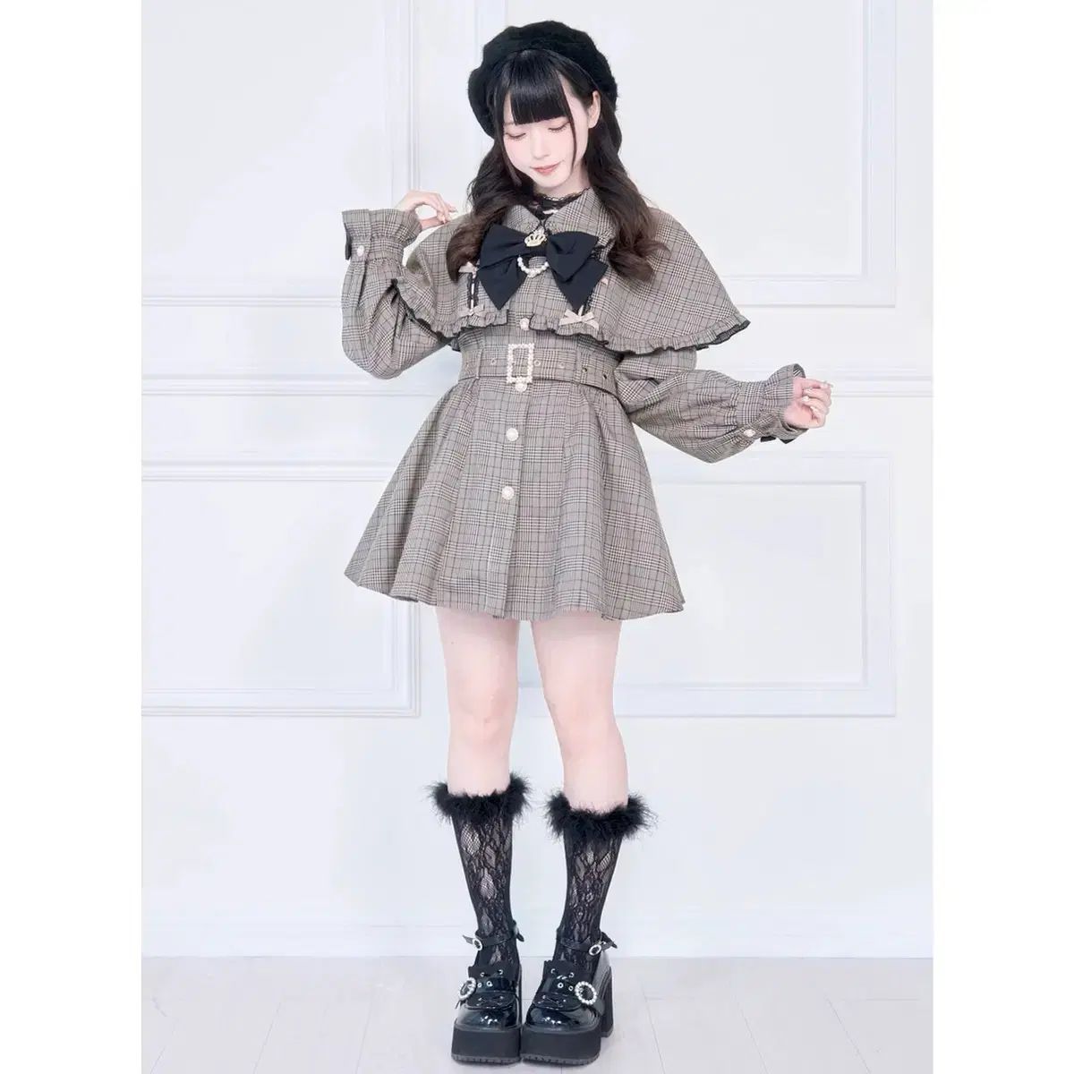 ケープ トレンチコート 地雷系 量産型 日本系 サブカルチャー 쿵쿵기 2 COLOR