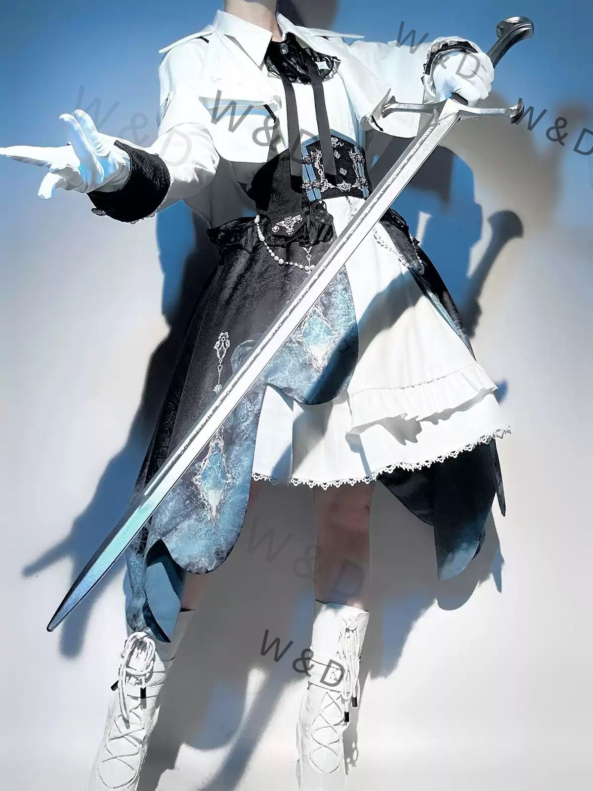 オリジナルデザイン インディゴロード ロリータ アウター ワンピース ハーフスカート プリンセス系 おしゃれ 深遠なインディゴ色が紡ぐ物語 気高きプリンセス系ロリータの