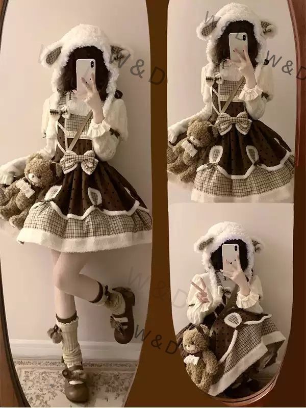 少女感 インナーベストドレス ロリータワンピース プリンセス 甘い 洋装 おしゃれ フォトジェニック 少女の夢を詰め込んだ ふんわり甘いロリータワンピース