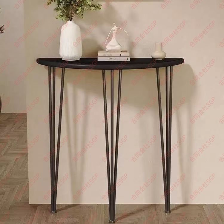 玄関テーブル 半円コンソールテーブル 木製 幅25 cm 高さ90 スリム 省スペース 玄関収納 廊下 リビング ホワイエ エントランス 装飾テーブル 薄型 コンパクト おしゃれ ゴールド 幅60