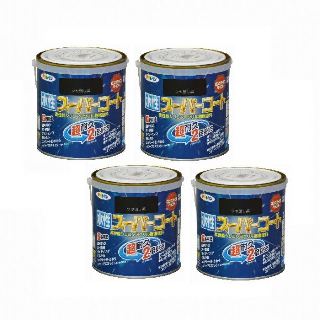 アサヒペン 水性スーパーコート ０ ７Ｌ ツヤ消し黒 4缶セット