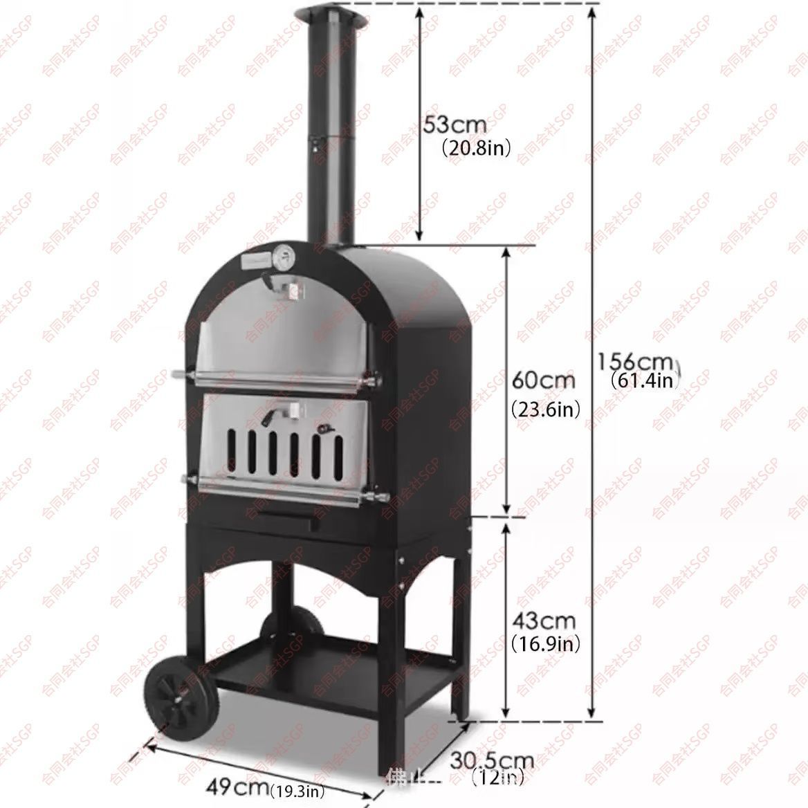 新登場屋外ピザオーブンピザ窯煙突,とピザストーンを備えたポータブル