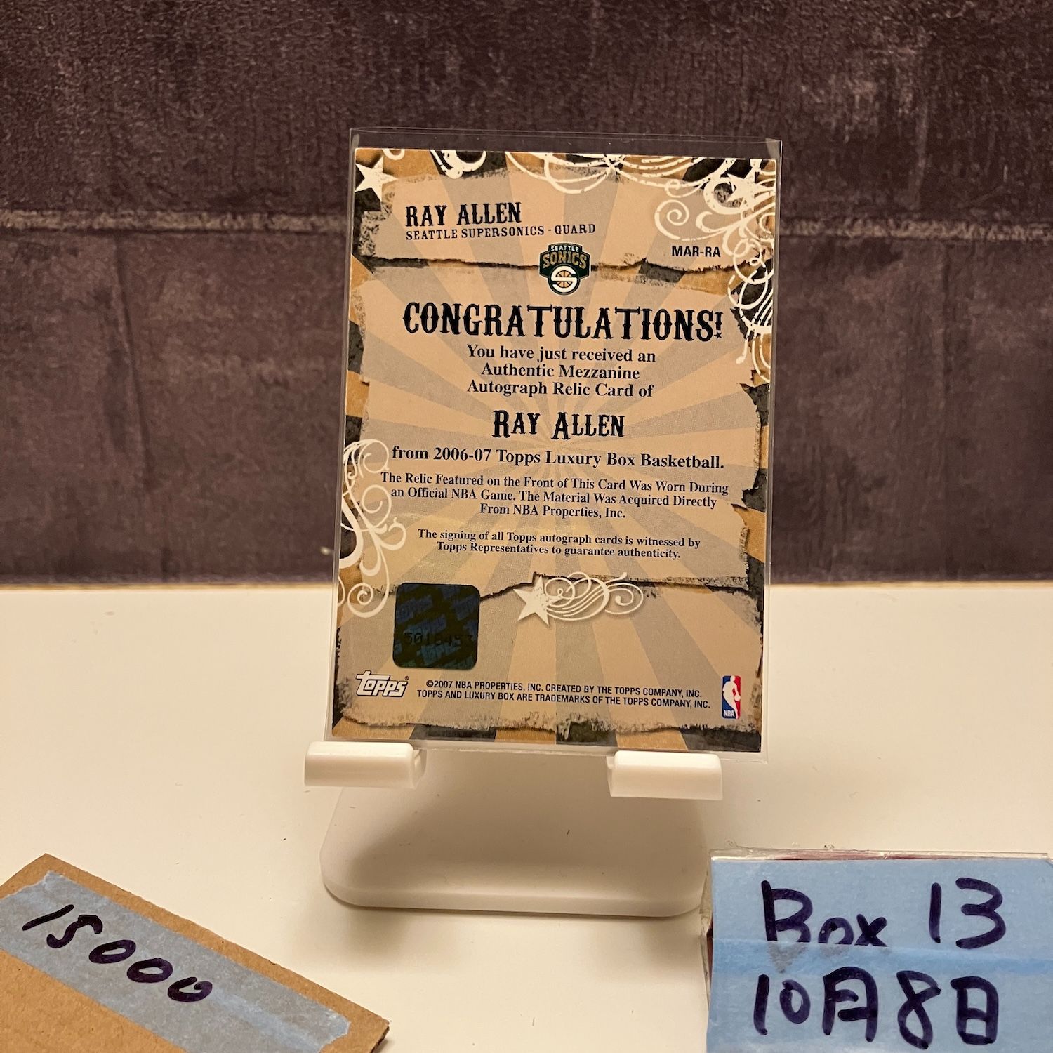2006-07 Topps Luxury Box Ray Allen 131 139 直筆サインカード Seattle SuperSonics カード
