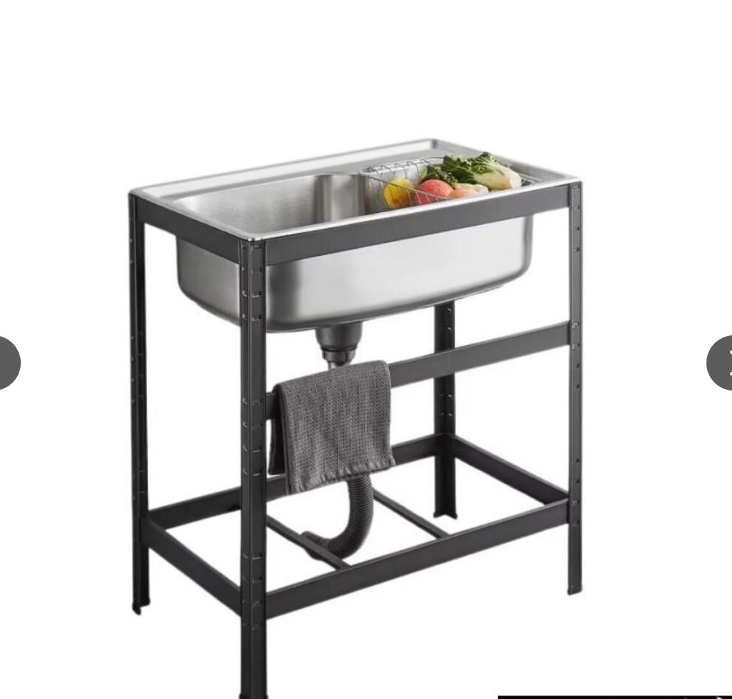 大好評 ガーデンシンク キッチン用流し台 ステンレス製 長さ58 幅43 高さ75 cm 高さ調節 水が飛散しにくい 簡易シンク 屋外 屋外作業 工具不要 コンパクト 工場 農