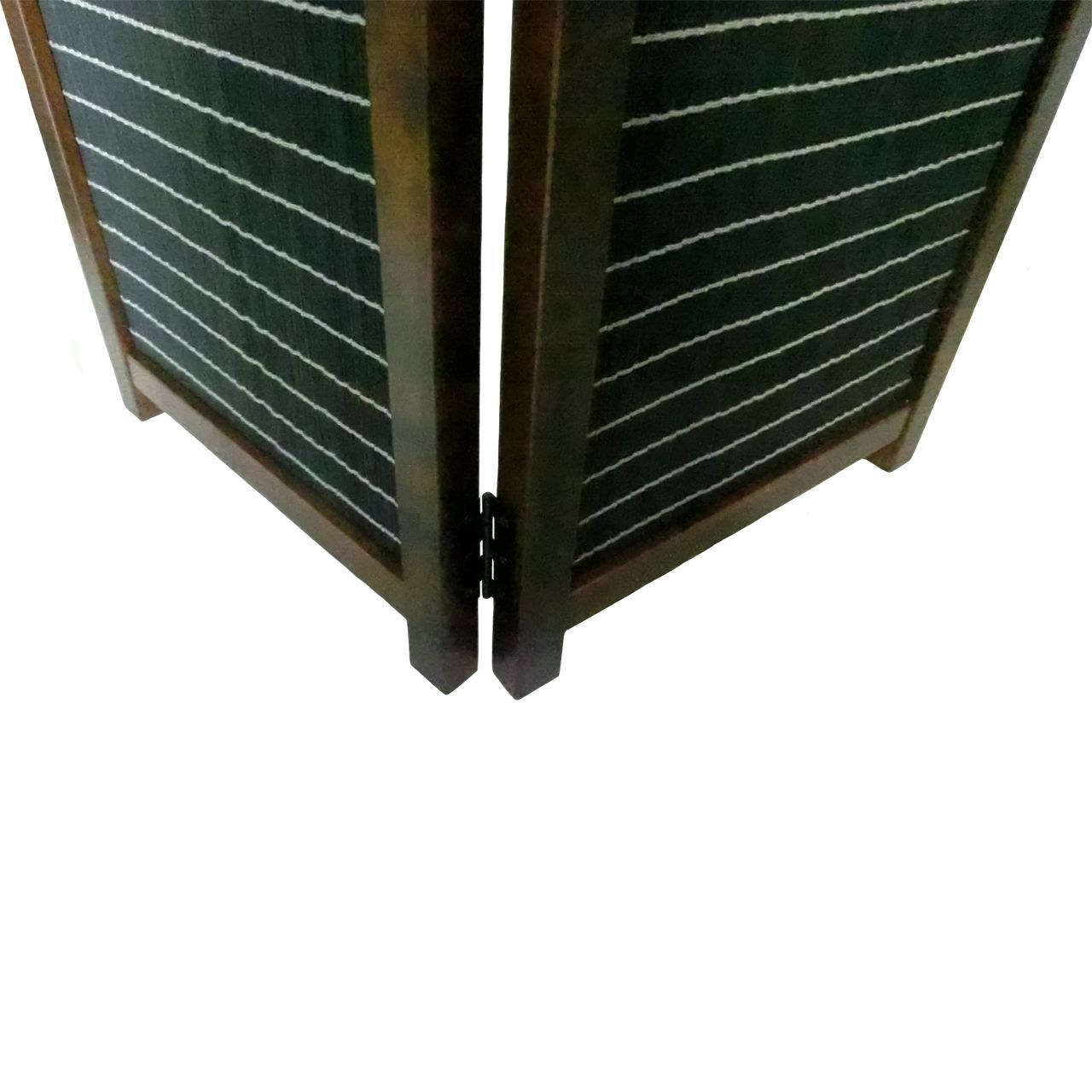 木製パーテーション 2つ折り ブラック木簾 樺桜ブラウンフレーム