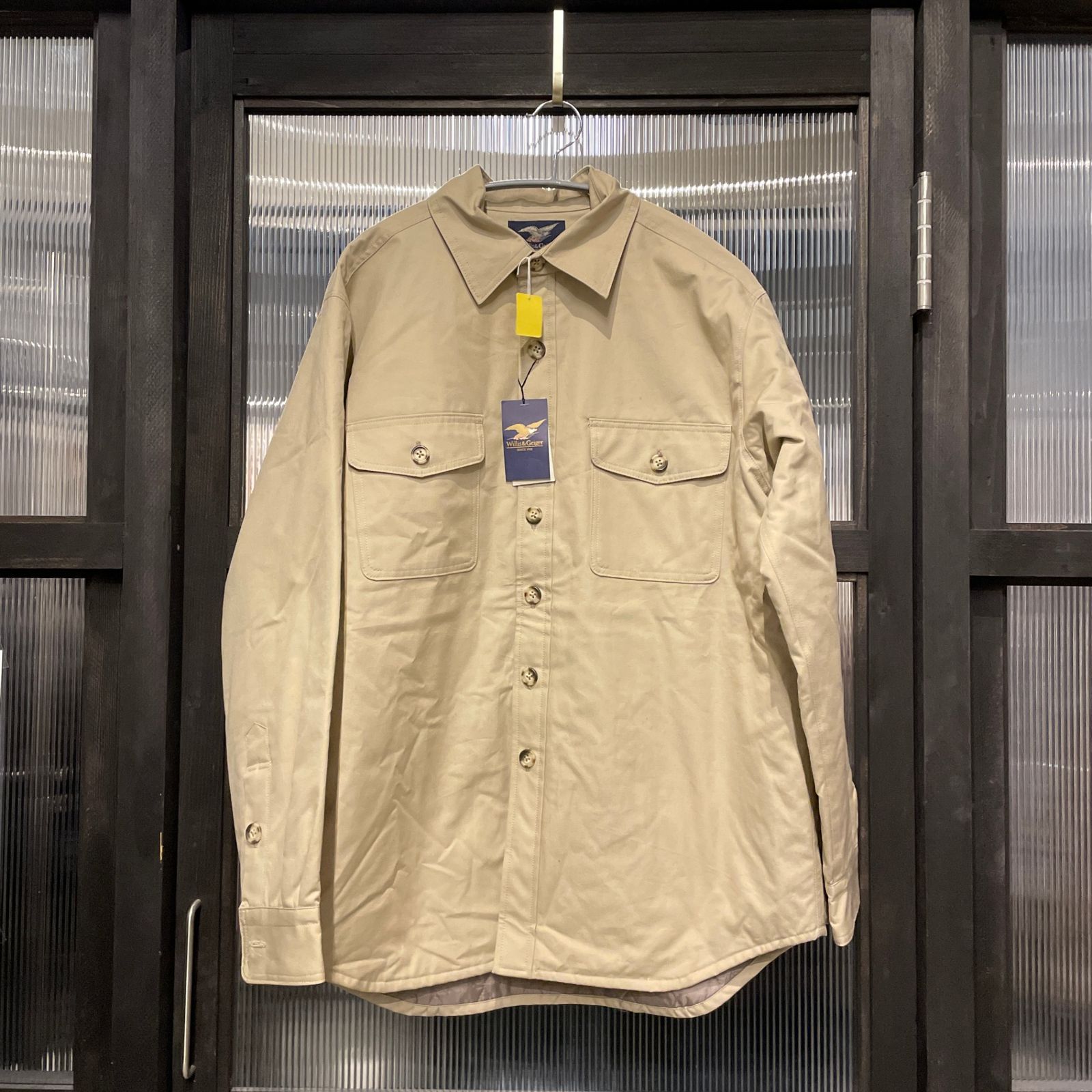 ＠ willis Geiger ウィリスアンドガイガー ダーバン 日本製 裏地キルティング 中綿 jacket ジャケット outer アウター shirt シャツ ベージュ beige