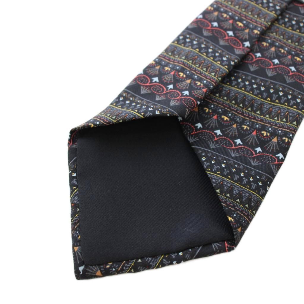 エルメス HERMES ネクタイ シルク 総柄 ワイドタイ 黒 /TK □OH - メルカリ