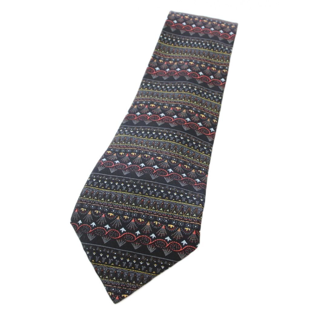 エルメス HERMES ネクタイ シルク 総柄 ワイドタイ 黒 /TK □OH - メルカリ