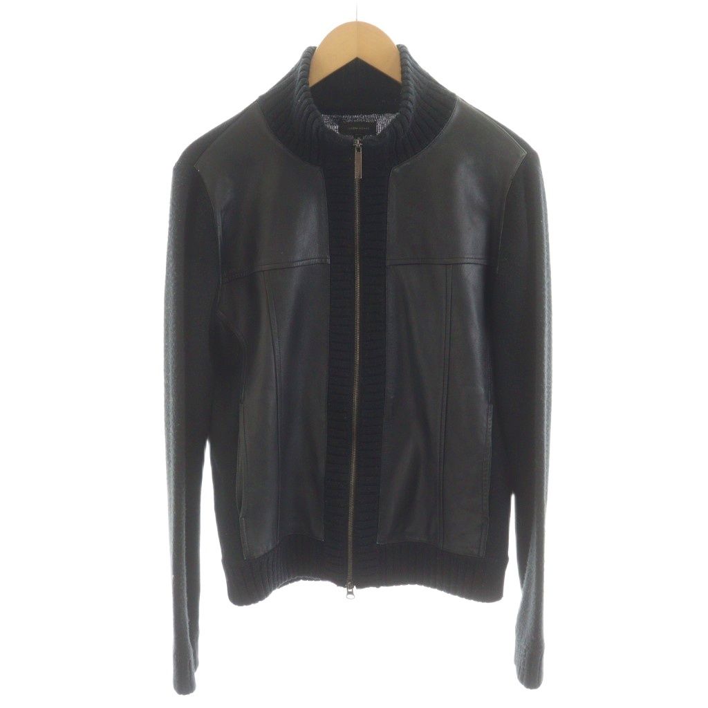 JOSEPH HOMME ジョセフレザージャケット48 ジョセフオム JOSEPH HOMME ニットジャケット レザー切替 ジップアップ