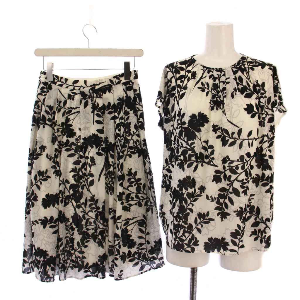 【中古】マッキントッシュ ロンドン セットアップ 上下 ブラウス 半袖 スカート 38 36 ブラック ホワイト レディース マッキントッシュ ロンドン MACKINTOSH LONDON セットアップ 上下