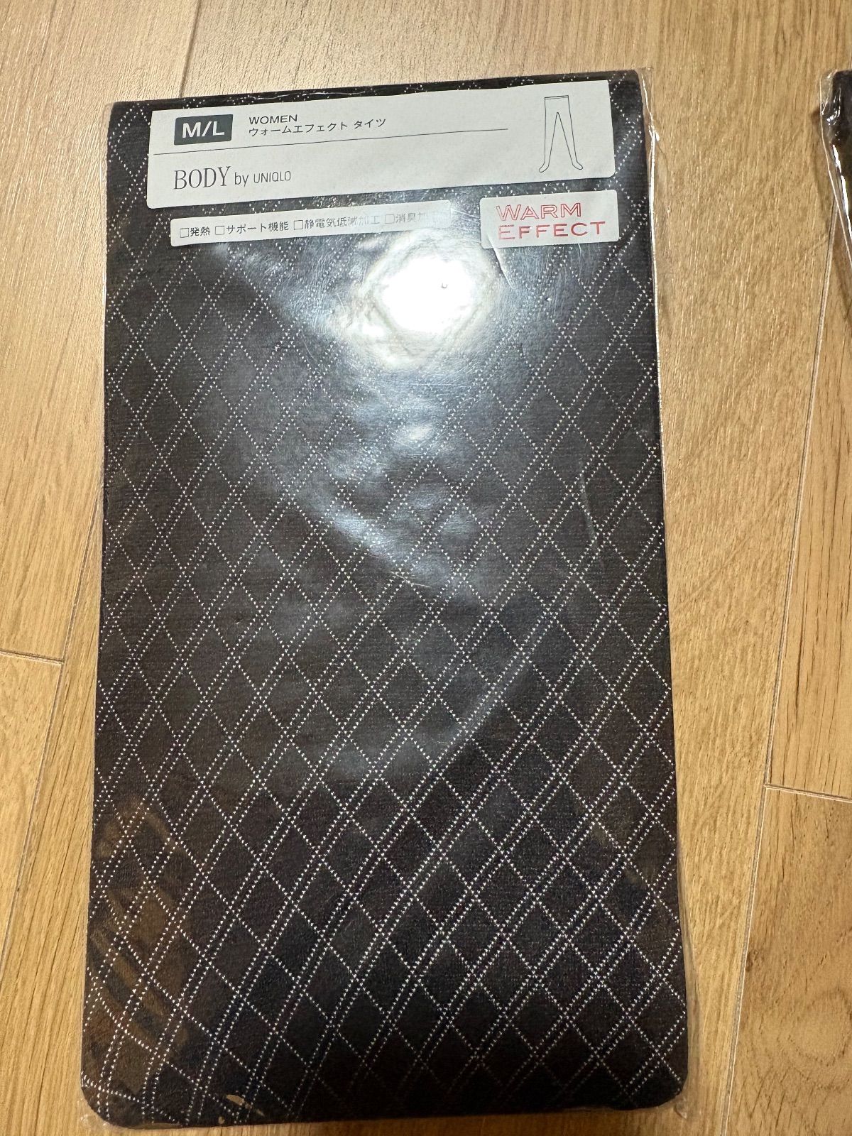 UNIQLO ユニクロ タイツ 3点セット チェック ダイヤ柄 黒 青 M/L