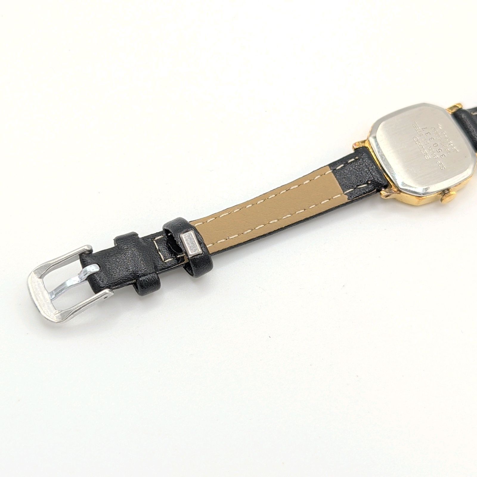 SEIKO 1421-5060 Watch Quartz Square Gold Black dial Y2K 00S