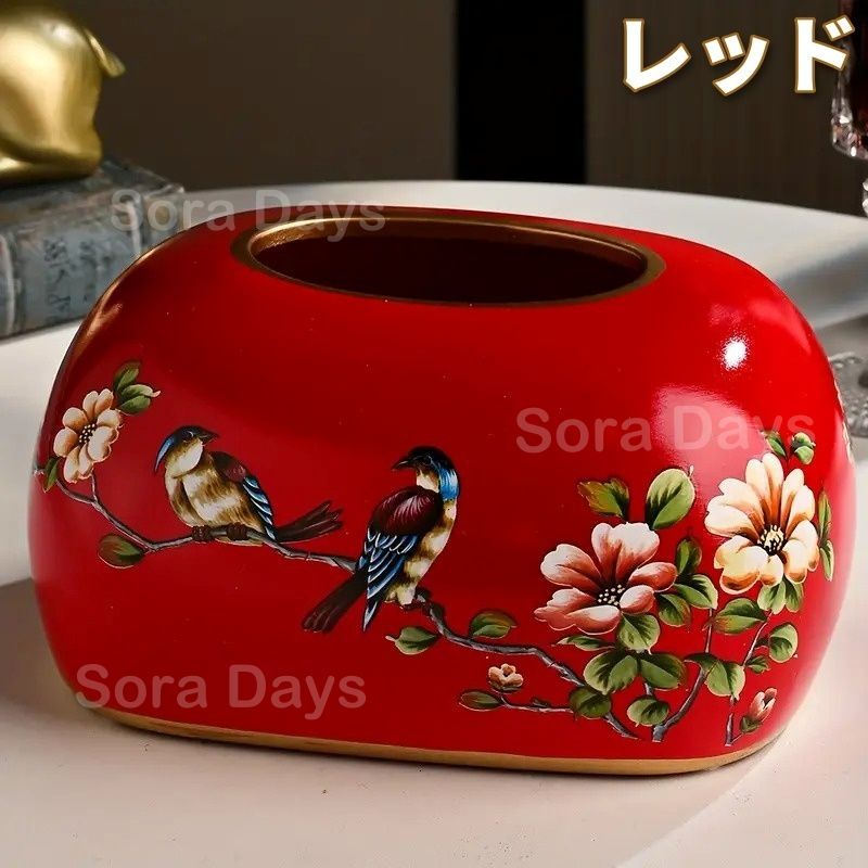 ティッシュボックス 花柄 セラミック クラシック エレガント おしゃれ